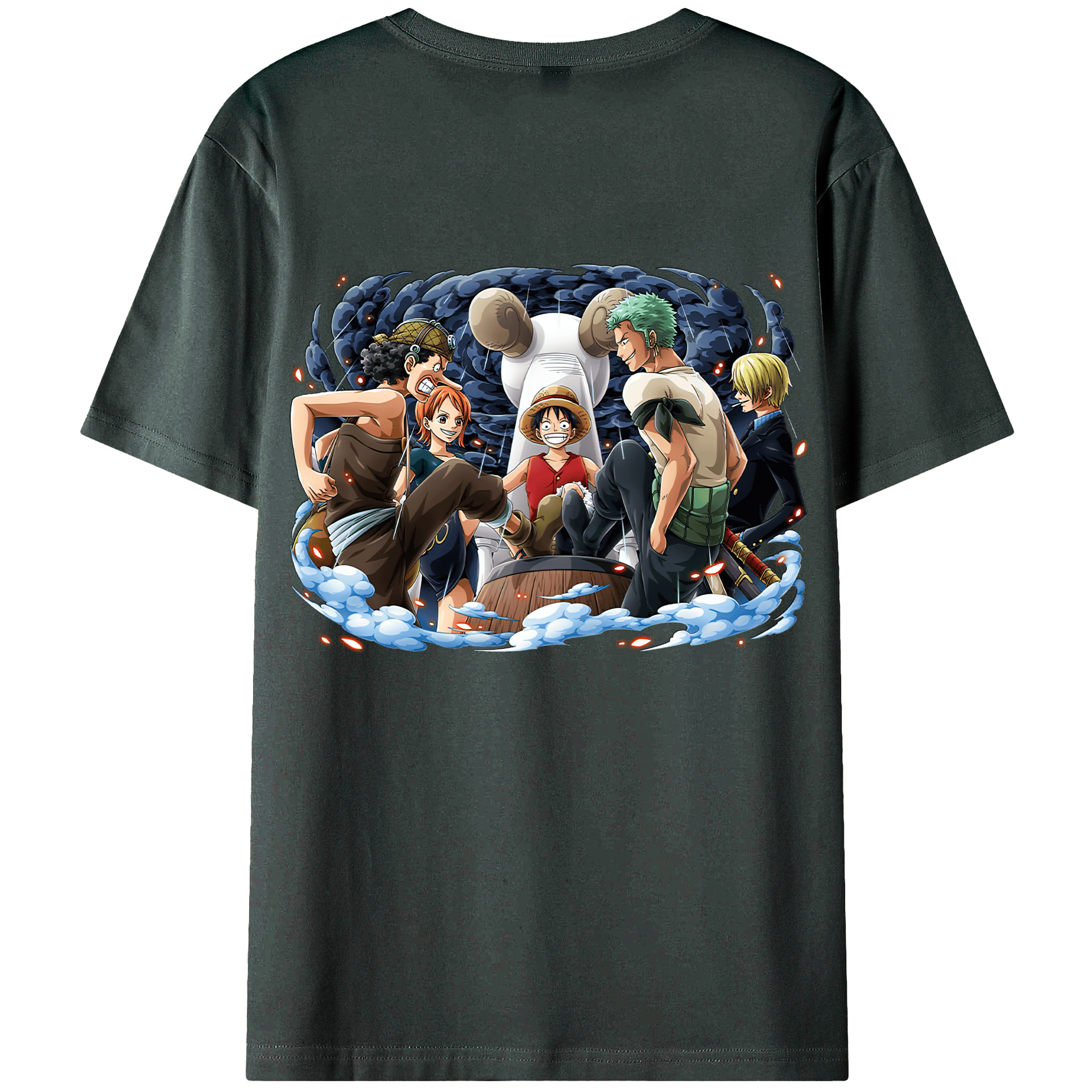 ワンピース モンキー・D・ルフィ ONE PIECE Monkey D. Luffy 綿100％ メンズ半袖Tシャツ（バックプリント） 通気性